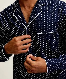 <span class=keywords><strong>Pyjama</strong></span> en tissu naturel à motif personnalisé, vêtements de nuit décontractés pour hommes, ensemble chemise et pantalon pour garçons, <span class=keywords><strong>pyjama</strong></span> en coton sergé à imprimé cœur pour hommes - Product Image 1