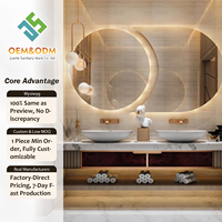 Ensemble de meubles de salle de bain en bois massif OEM 2026 avec coiffeuse, miroir LED intelligent éclairé, évier mobile à drain en cuivre - Design moderne