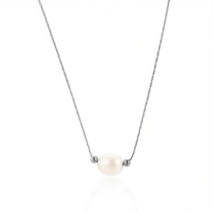 Amy Amy Pearl Necklace Faux Pearl Round White 925 <b>Silver</b> <b>Snake</b> <b>Chain</b> Minimalist Pendant For Women Everyday Wear - Product Image 5