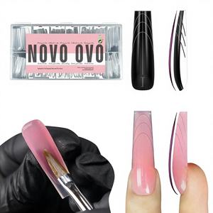 Formas Duales <span class=keywords><strong>para</strong></span> <span class=keywords><strong>Uñas</strong></span> NOVO OVO, Cuadradas Cónicas (Modeladas), Línea Guía <span class=keywords><strong>para</strong></span> Extensión Acrílica, XL XXL, Reutilizables, Cobertura Completa, Estilo Francés - Product Image 1