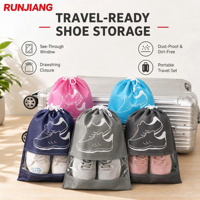 Sacs à chaussures de voyage pour valise, fermeture à cordon, fenêtre transparente, organisateur de chaussures, rangement pour dortoir et maison