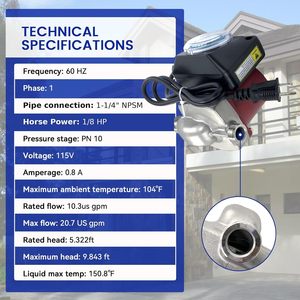 ปั๊มน้ำหมุนเวียน Huayour Up15-29suc 115V 1/8 แรงม้า สำหรับหมุนเวียนน้ำร้อน พร้อมข้อต่อแบบยูเนี่ยน - Product Image 3