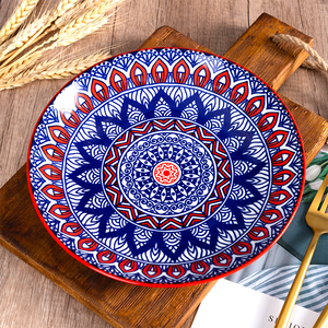 Platos de Cerámica de 8 Pulgadas Estilo <span class=keywords><strong>Bohemia</strong></span>, 4 Diseños, Vajilla Pintada a Mano, Platos para Cena, Juego de Platos de Cerámica - Product Image 3