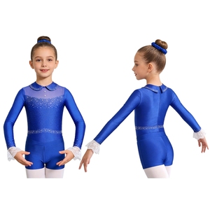 Tenue de Danse Latine pour Filles de 6 à 16 Ans, Compétition de Gymnastique, Patinage Artistique, Justaucorps avec Short et Bandeau pour Spectacles - Product Image 4