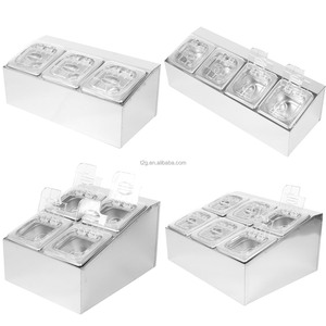 Nuevo Contenedor de Condimentos Comercial de Acero Inoxidable Plateado 201 304, Bandeja Gastronorm 1/6 GN con 4/6 Compartimentos - Product Image 1