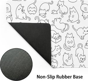 Tappetino per Mouse da Gaming XL Bianco con Gattini Carini, Design Anime Estetico, Grande Tappetino da Scrivania Antiscivolo con Base in Gomma e Bordi Cuciti - Product Image 3