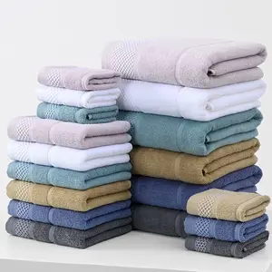Juego de toallas de algodón 100% altamente absorbentes para el hogar, Hotel, Toalla de baño para adultos, toallas de mano, paños, 3 uds.