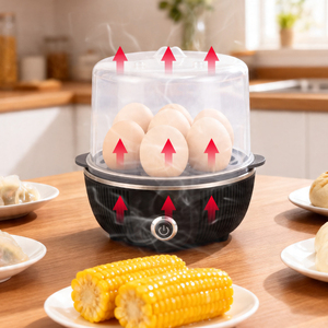 Nouveau produit : Machine à petit-déjeuner compacte pour la maison, cuiseur rapide multifonctionnel en plastique PP de qualité alimentaire, capacité 7 œufs - Product Image 5