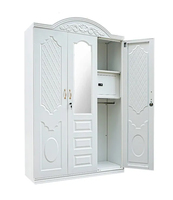 Meubles de chambre à coucher modernes Armoire en acier Armoire à vêtements Armoire de rangement en métal Armoire en acier à 3 portes