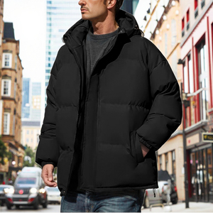 Parka d'hiver décontractée à carreaux pour hommes, imperméable, matelassée, à capuche, épaisse, isolée, en polyester écologique, grandes tailles, vente en gros - Product Image 3