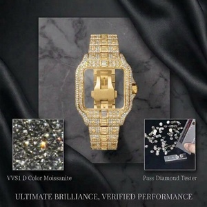 <span class=keywords><strong>Montre</strong></span> de luxe sertie de moissanite VVS1 couleur D, passe le testeur de diamants, plaquée or 18 carats, <span class=keywords><strong>mouvement</strong></span> automatique, coffrets cadeaux, certificat GRA - Product Image 1