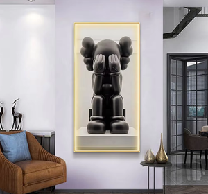 Decoración Moderna para Sala de Estar, Arte de Pared con Luz LED, Impresión UV, Póster de Oso, Obra de Arte, <span class=keywords><strong>Pintura</strong></span> Decorativa de Animales en Porcelana de Cristal - Product Image 4