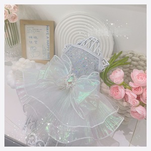 Spring Autumn Dog <b>Clothes</b> Mermaid Style Sundress Silver Small Dog Pet Apparel Four Seasons Polyester Skirt - Product Image 3