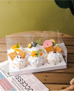 透明プラスチック製カップケーキ・バースデーケーキボックス 2/4/6/12個用 正方形 PP素材 食品対応包装 - Product Image 6