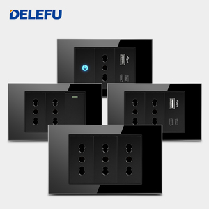 Delefu tiêu chuẩn ý ổ cắm với USB thông minh Loại C 20 Wát sạc nhanh, kép USB tường ổ cắm Glass Bảng điều chỉnh - Product Image 3