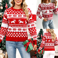 Pull en acrylique jacquard à motif animalier de Noël Fair Isle, tricoté, style européen, tendance, pour le marché international