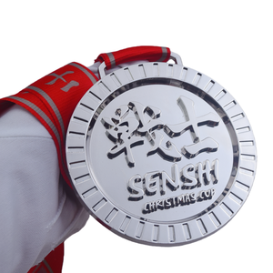 Medaglia Personalizzata SENSHI in Oro per Competizioni di Jiu Jitsu e Arti Marziali, Design 3D in Rilievo con Nastro Personalizzato - Product Image 2