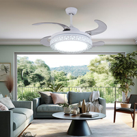 Ventilateurs de plafond circulaires noirs légers et compacts de 42 pouces avec lumières brillantes et télécommande, combo pour chambre à coucher et salle à manger