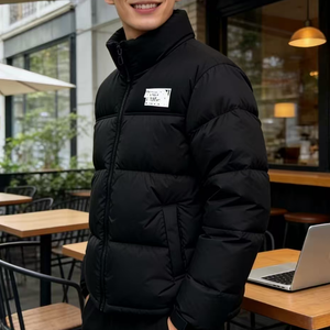 เสื้อพัฟเฟอร์คอปิดทรงบล็อกสีสำหรับผู้ชายคุณภาพสูงจากผ้าแคนวาสสำหรับฤดูหนาว พร้อมโลโก้ - Product Image 5