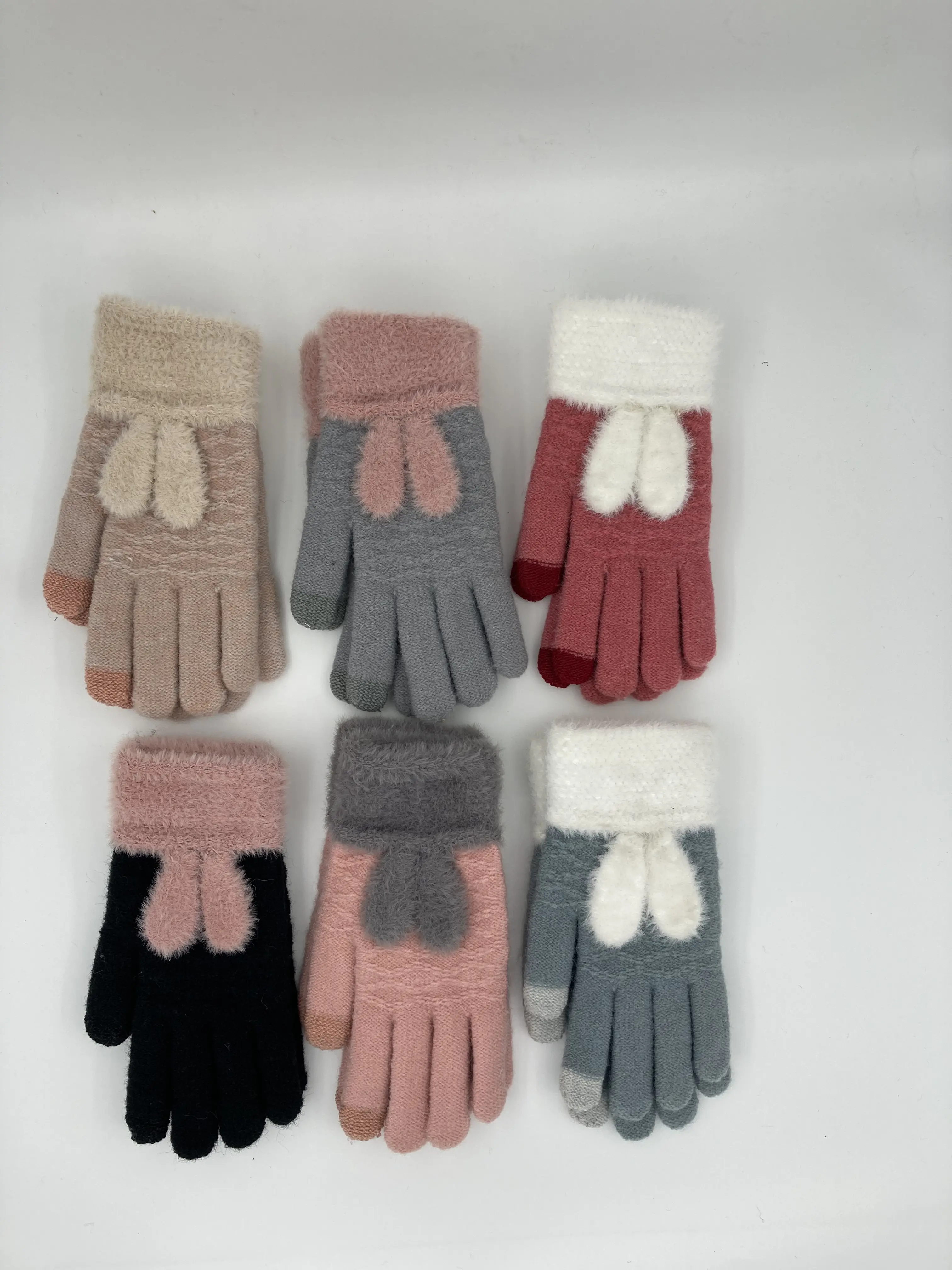 Wholesale Custom Winter Women Warm Knitted Girls Winter Gloves Mittens