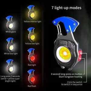 Lanterna portátil multifuncional pequena de LED recarregável com 7 modos de luz cob work lanterna mini brilhante