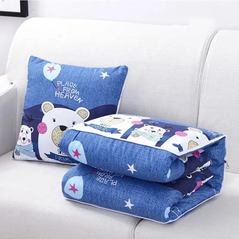 VB3662 Customized Multifunctional Portable 2 in 1 Throw Pillow Blanket Cotton Quilt 2 in 1 Foldable Square Sofa Throw Pillow