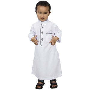 Nueva ropa árabe islámica niños Abaya Thobe Lose Kaftan árabe niños largo blanco islámico niños cuello redondo bata ropa - Product Image 6