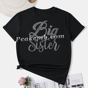 Impression de conception de transfert thermocollant 'Big Sister' en strass cristal personnalisé pour t-shirts - Product Image 1