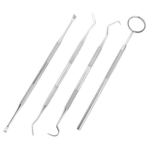 Stainless Steel Dental Oral Care <b>Tools</b> 4 Piece Set With Mirror Probe Teeth Cleaning <b>Kit</b> For Home Use - Product Image 5