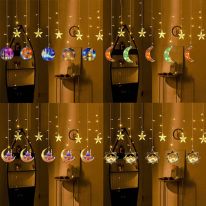 Luci calde della tenda della luna della <span class=keywords><strong>stella</strong></span> bianca hanno portato <span class=keywords><strong>la</strong></span> luce della stringa della tenda con 8 modalità lampeggiante Led stringa di luce Ramadan Eid decorazioni - Product Image 6