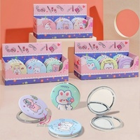 Wholesale 12PCS/Box Round Pocket Mirrors 2X Magnification Folding Compact Mirror Portable Double Sides PU Mini Mirror