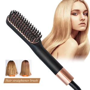 Hair Straightener Comb Thermal Ceramic Electric Straightening Hair Beard Brush Electric Iron