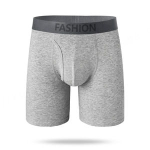 Calzoncillos bóxer para hombre, suministro directo de fábrica, cintura elástica de talla grande, pierna larga, básica, para hombre, logotipo láser personalizado, ropa interior de algodón para hombre - Product Image 4