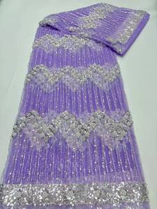 Nouveau Tissu en Dentelle à Paillettes Colorées et Brodé, Tissu en Dentelle Transparente pour Robe de Mariée <span class=keywords><strong>Femme</strong></span> - Product Image 6