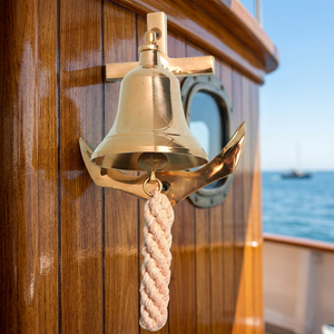 Sonnette de porte en laiton antique vintage avec ancre de bateau, décoration murale, cloche suspendue pour entrée de maison nautique marine - Product Image 5