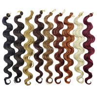 Extensions de cheveux synthétiques ondulés (Body Wave) brun gingembre, fibres douces haute température, 26/30 pouces