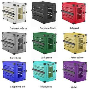 Cages <span class=keywords><strong>de</strong></span> transport pliables portables en alliage d'aluminium avec double <span class=keywords><strong>porte</strong></span> et revêtement poudré pour chiens – Populaires - Product Image 5