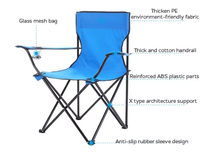Fauteuil de pêche pliant portable robuste avec structure en fer et table latérale pour la pêche en plein air, la plage et la randonnée