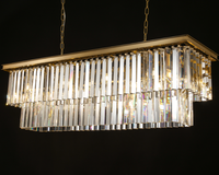 Lustre LED rectangulaire moderne en cristal K9 avec angle de faisceau de 360° et hauteur réglable pour salle à manger