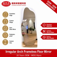 Miroir mural LED pleine longueur Fullkenlight sur mesure, forme irrégulière, sans cadre, pour projet résidentiel
