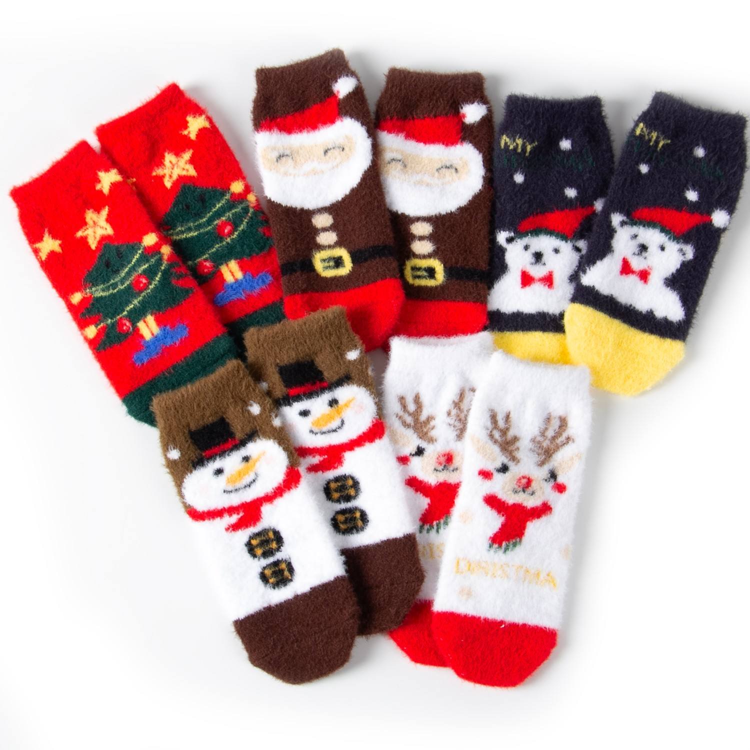 High Quality Wholesale Christmas Socks for Gift with Seamless Toe, Cotton Children Socks for Boys and Girls in Santa Design