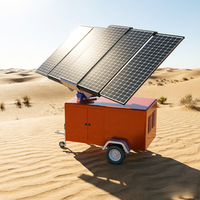 Remorque solaire portable avec système complet de suivi solaire, panneaux extensibles, onduleur, batterie, unité d'alimentation mobile hors réseau