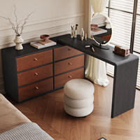 Coiffeuse de style vintage français en bois massif laqué, coiffeuse rétractable pour la chambre