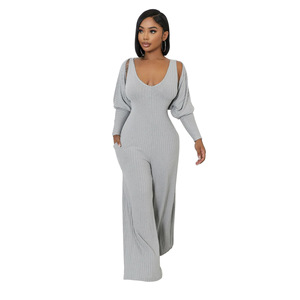 Otoño nueva mujer moda cintura alta sin mangas cuello en V <span class=keywords><strong>mono</strong></span> <span class=keywords><strong>con</strong></span> manga larga <span class=keywords><strong>Chaqueta</strong></span> <span class=keywords><strong>de</strong></span> punto mujeres conjunto <span class=keywords><strong>de</strong></span> dos piezas - Product Image 3
