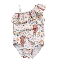 Traje de Baño de Alta Calidad para Niñas, Bikini con Estampado Floral, Traje de Baño de Una Pieza, Ropa de Playa para Niños