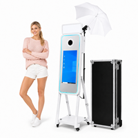 Miroir portable pliable de 40 pouces, miroir intelligent tactile pour selfie, photomaton avec flash et parapluie