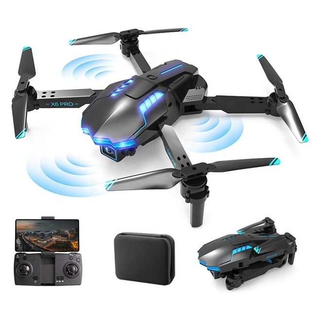 New X6 Pro Beginner Drones 4K HD Camera WiFi FPV Avoidance Optical Flow Foldable Zipper Closure App Control 3D Flip LED Lights