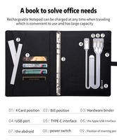 Ensemble cadeau de carnet rechargeable avec logo personnalisé, bloc-notes promotionnel avec chargeur sans fil et batterie externe