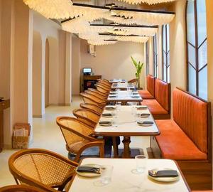 Muebles de <span class=keywords><strong>Restaurante</strong></span> Comerciales de Estilo Nórdico, Sillas de Ratán con Mesa de Madera Resistente para <span class=keywords><strong>Restaurante</strong></span> Tailandés, <span class=keywords><strong>Restaurante</strong></span> en la Azotea - Product Image 4
