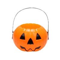 Seau citrouille souriante pliable et détachable 2-en-1 pour Halloween, sac à bonbons pour décoration de fête et organisation d'événements